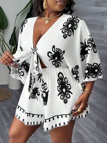 TRUMPET- SLEEVE JUMPSUIT / WD-0352 - Size: XL, 2XL, 3XL, 4XL