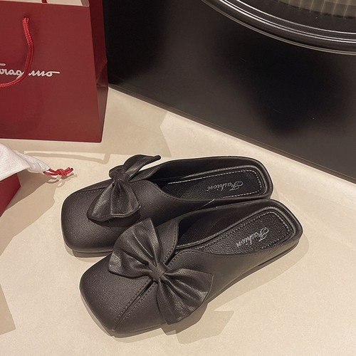 BOWKNOT DESIGN HALF SHOES / WS-0165 - COLOR BLACK