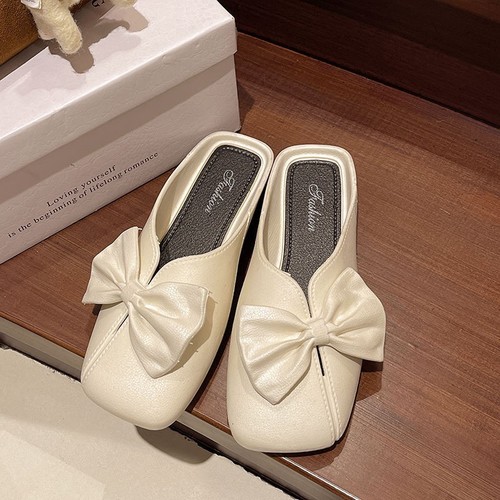 BOWKNOT DESIGN HALF SHOES / WS-0166 - COLOR WHITE