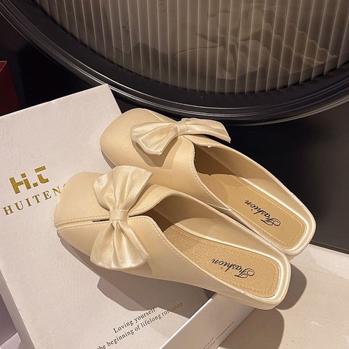BOWKNOT DESIGN HALF SHOES / WS-0167 - COLOR APRICOT