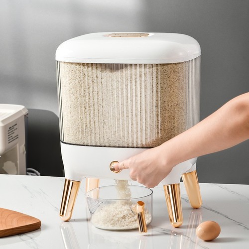 PUSH TYPE RICE DISPENSER / KN-0163 - COLOR GOLD CAPACITY 10KG