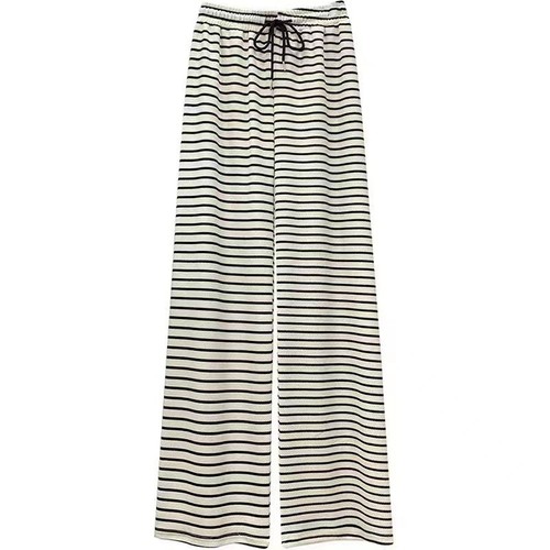 LOOSE STRAIGHT PANTS / WD-0061 - COLOR WHITE STRIPE ONE SIZE