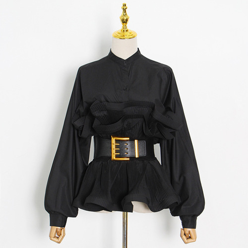 STAND-UP COLLAR TOP / WD-0052 - Color : Black Size : M, L