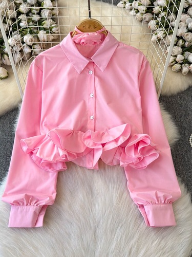 THREE-DIMENTIONAL RUFFLE TOP / WD-0055 - Color : Pink Size : One Size