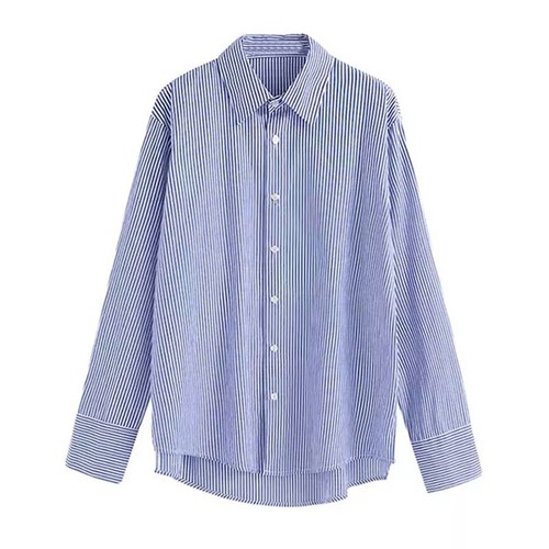 BLUE STRIPED LONG-SLEEVED SHIRT / WD-0183 - COLOR BLUE