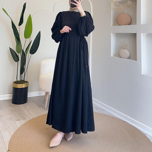 ROUND-NECK DRESS / WD-0071 - Color : Black Size : S, L, XL, XXL