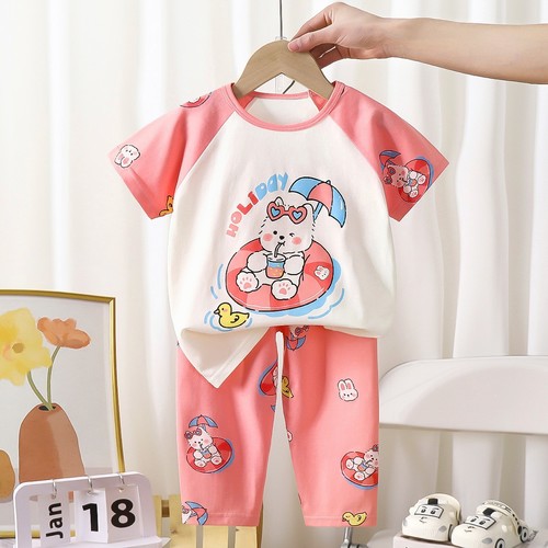 TWO PIECE T-SHIRT AND PAJAMA FOR CHILDREN / BB-0177 - COLOR WHITE AND PINK