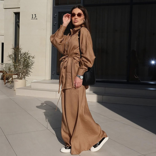 LOOSE LONG-SLEEVED SUIT / WD-0355 - Color : Caramel Size : L, XL