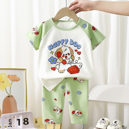 TWO PIECE T-SHIRT AND PAJAMA FOR CHILDREN / BB-0178 - COLOR WHITE AND GREEN