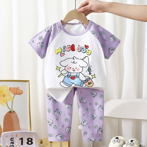 TWO PIECE T-SHIRT AND PAJAMA FOR CHILDREN / BB-0179 - COLOR WHITE AND VIOLET