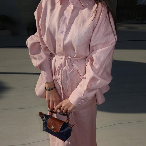LOOSE LONG-SLEEVED SUIT / WD-0356 - Color : Pink Size : M, L