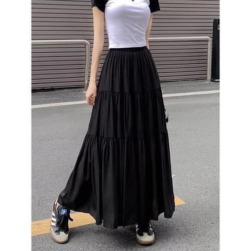 HIGH WAIST LONG SKIRT / WD-0357 - Color : Black Size : S, M, L, XL