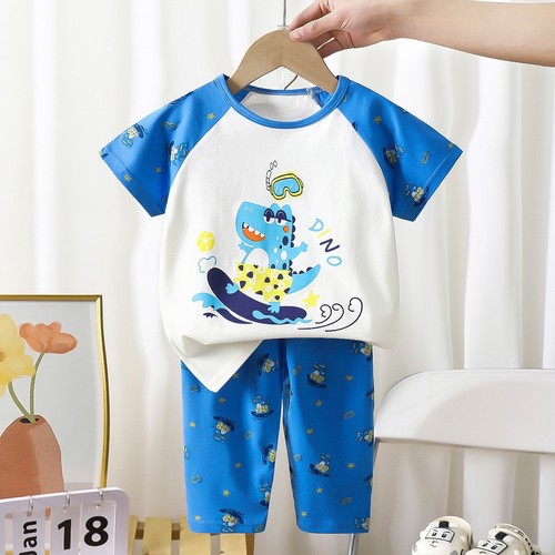 TWO PIECE T-SHIRT AND PAJAMA FOR CHILDREN / BB-0184 - COLOR WHITE AND BLUE