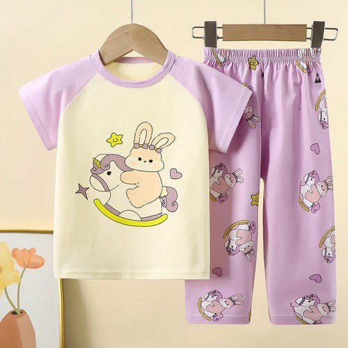 TWO PIECE T-SHIRT AND PAJAMA FOR CHILDREN / BB-0188 - COLOR WHITE AND PURPLE