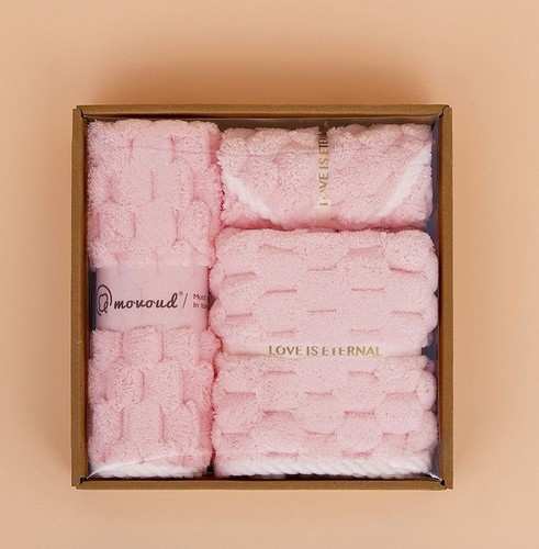 THREE PIECE SET TOWEL / BR-0037 - COLOR PEACH TOWEL+SQUARE TOWEL+SHOWER CAP
