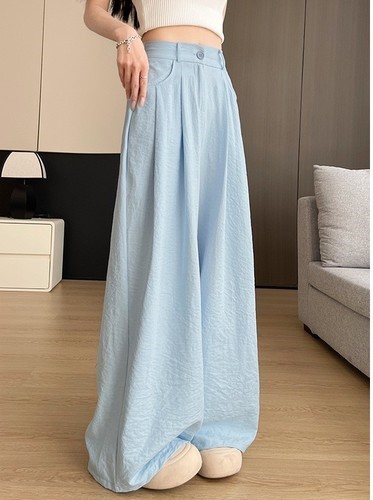 LOOSE WIDE LEG PANTS FOR WOMEN / WD-0130 - COLOR BLUE LOOSE WIDE LEG PANTS FOR WOMEN