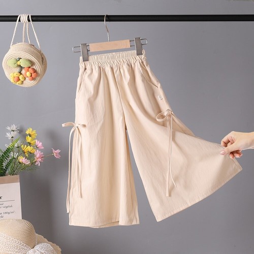 FASHIONABLE LOOSE WIDE-LEG PANTS FOR GIRLS / BB-0223 - COLOR BEIGE