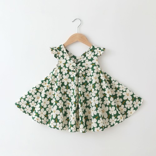 FLORAL DESIGN BABY GIRL DRESS / BB-0261 - COLOR GREEN