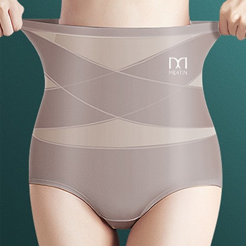 HIGH WAIST SILK SHAPING UNDERWEAR FOR WOMEN / WD-0376 - COLOR BROWN SIZE XL