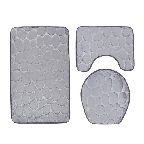 THREE PIECE SET BATHROOM MAT / BR-0043 - COLOR GRAY