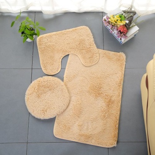 THREE PIECE SET BATHROOM MAT / BR-0046 - COLOR KHAKI