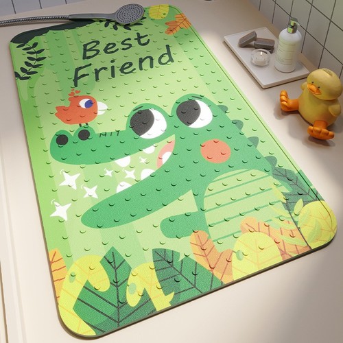 NON-SLIP SHOWER BATH MAT / BR-0052 - SIZE 40X70CM COLOR GREEN DINOSOUR