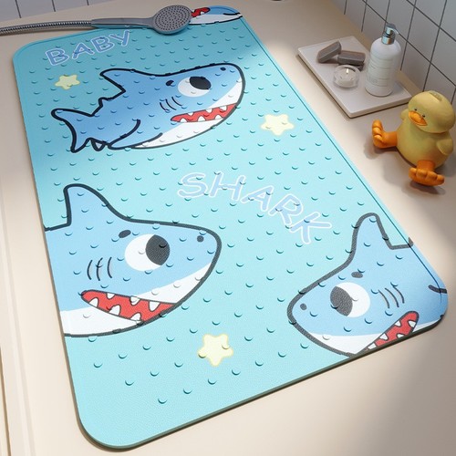 NON-SLIP SHOWER BATH MAT / BR-0054 - SIZE 40X70CM COLOR BLUE SHARK