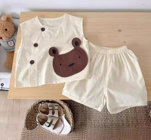 TWO PIECE VEST AND SHORT FOR CHILDREN / BB-0305 - COLOR KHAKI