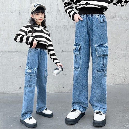 GIRL'S DENIM TROUSER / GL-0014 - COLOR BLUE SIDE POCKET