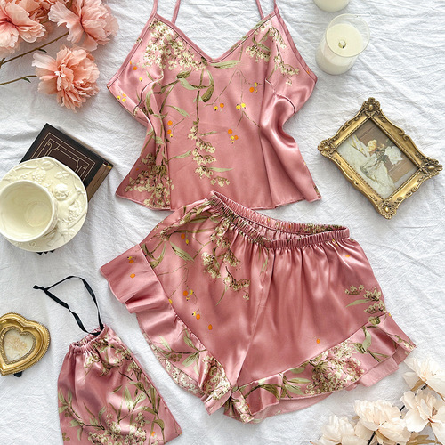 TWO-PIECE SET PAJAMA / WD-0390 - Color : Pink cherry Size : M, L, XL