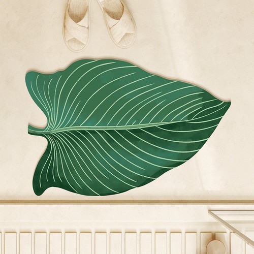 LEAF DESIGN NON-SLIP FLOOR MAT / HM-0215 - SIZE 50X80CM