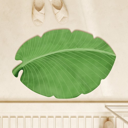 LEAF DESIGN NON-SLIP FLOOR MAT / HM-0216 - SIZE 50X80CM