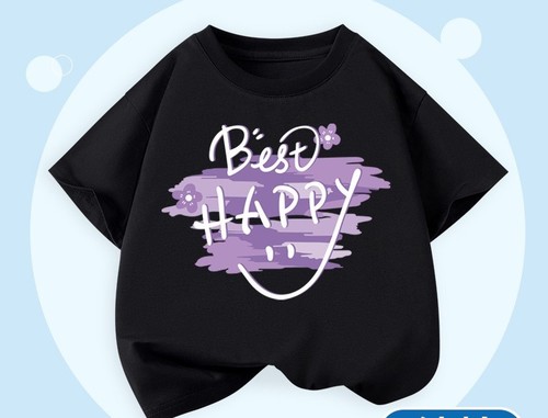 GIRL'S COTTON T-SHIRT / GL-0026 - COLOR BLACK