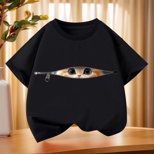 GIRL'S COTTON T-SHIRT / GL-0031 - COLOR BLACK