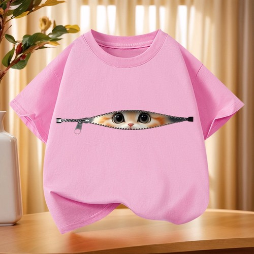 GIRL'S COTTON T-SHIRT / GL-0032 - COLOR PINK