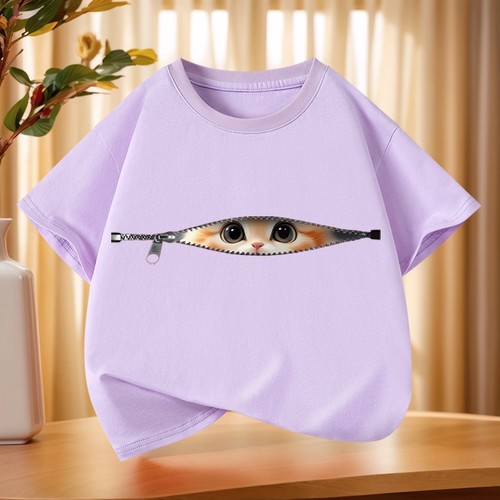 GIRL'S COTTON T-SHIRT / GL-0036 - COLOR PURPLE