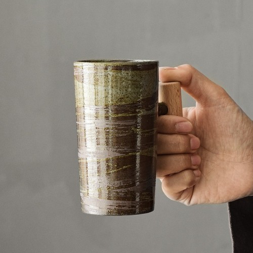WOOD HANDLE COFFEE CUP / KN-0168 - CAPACITY 300ML