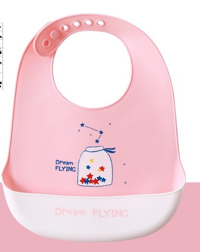 WATERPROOF SILICONE BABY BIB / BB-0320 - COLOR PINK