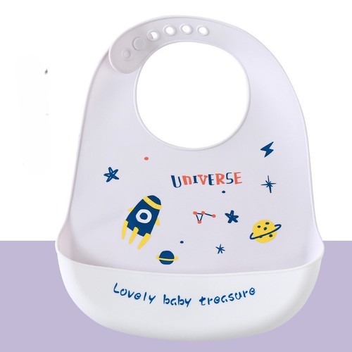 WATERPROOF SILICONE BABY BIB / BB-0322 - COLOR WHITE