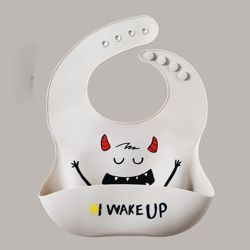 WATERPROOF SILICONE BABY BIB / BB-0323 - COLOR WHITE
