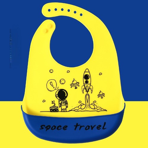 WATERPROOF SILICONE BABY BIB / BB-0326 - COLOR YELLOW