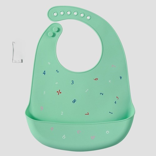 WATERPROOF SILICONE BABY BIB / BB-0327 - COLOR GREEN