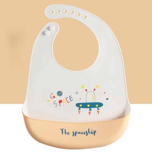 WATERPROOF SILICONE BABY BIB / BB-0329 - COLOR WHITE