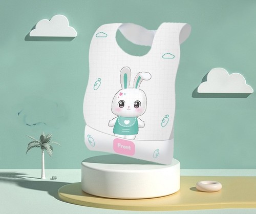 DISPOSABLE WATERPROOF BABY BIB / BB-0332 - 1 PACK 10 PIECES COLOR LITTLE RABBIT