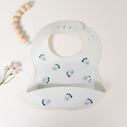 WATERPROOF SILICONE BABY BIB / BB-0334 - COLOR LIGHT BLUE