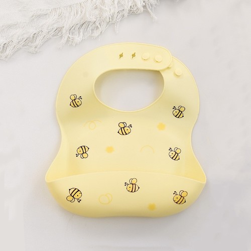 WATERPROOF SILICONE BABY BIB / BB-0335 - COLOR YELLOW