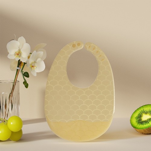 WATERPROOF SILICONE BABY BIB / BB-0337 - COLOR YELLOW
