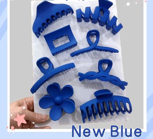 8 PIECE SET WOMEN'S HAIR CLIPS / WA-0047 - COLOR BLUE