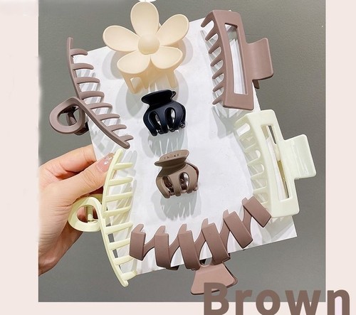 8 PIECE SET WOMEN'S HAIR CLIPS / WA-0049 - COLOR BROWN