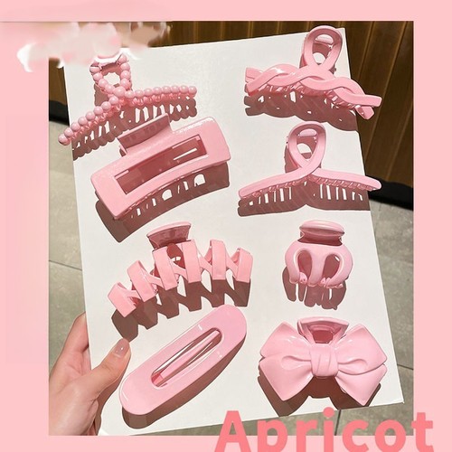 8 PIECE SET WOMEN'S HAIR CLIPS / WA-0060 - COLOR APRICOT